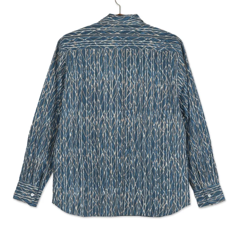 Men's Stretch - Fabric Casual Shirts in Navy Blue for a Comfortable and Flexible FitNovica Handmade Traditional Elegance Mens Block-Printed Cotton Shirt Men's Stretch - Fabric Casual Shirts in Navy Blue for a Comfortable and Flexible FitNovica Handmade Traditional Elegance Mens Block-Printed Cotton Shirt