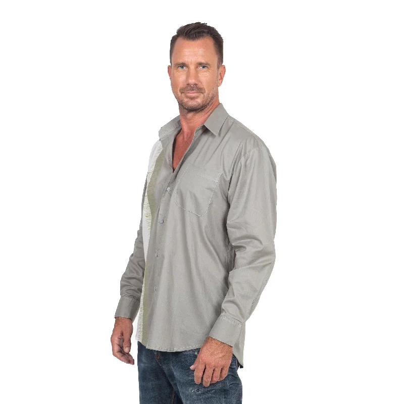 Men's Thermal - Lined Casual Shirts in Black for Added Warmth in Cold WeatherNovica Handmade Untroubled Waters Mens Embroidered Cotton Shirt Men's Thermal - Lined Casual Shirts in Black for Added Warmth in Cold WeatherNovica Handmade Untroubled Waters Mens Embroidered Cotton Shirt