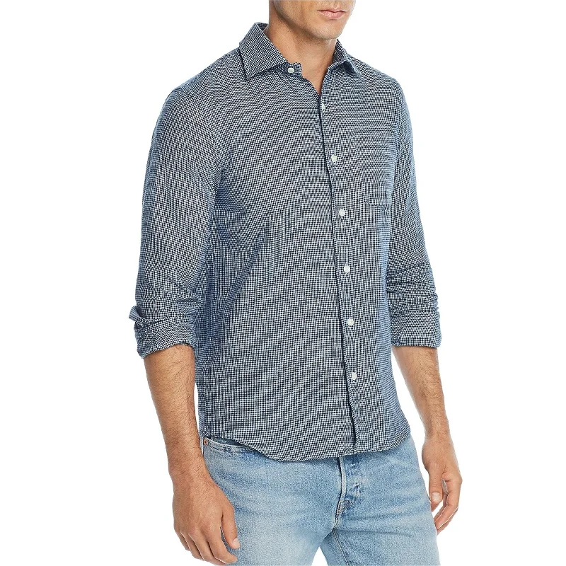 Men's Linen Blend Casual Shirts with Roll - Up Sleeves for a Summer Beach LookOobe Brand Mens Excella Gingham Button Up Shirt, Blue, Small Men's Linen Blend Casual Shirts with Roll - Up Sleeves for a Summer Beach LookOobe Brand Mens Excella Gingham Button Up Shirt, Blue, Small