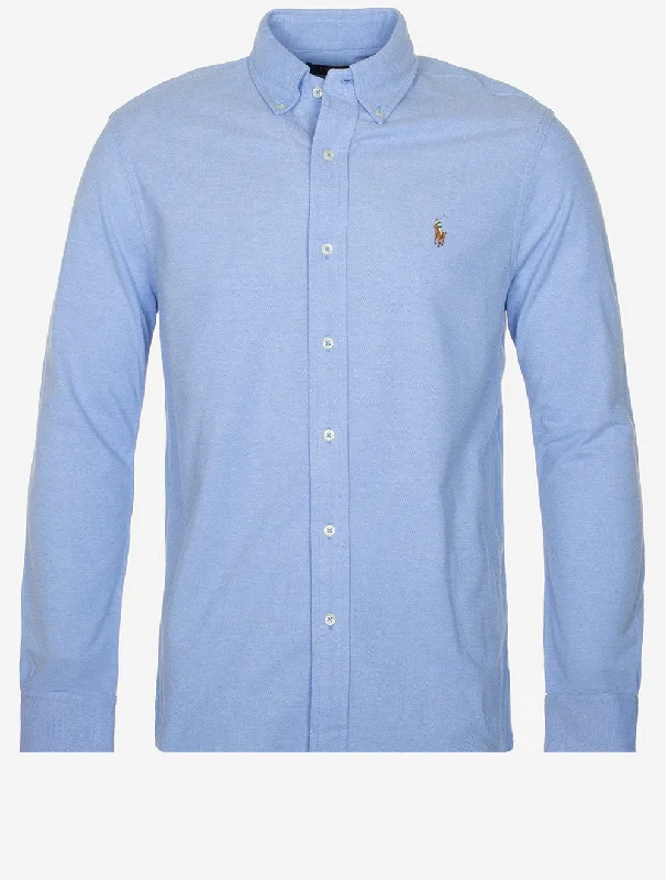 Men's Two - Tone Contrast Panel Casual Shirts in White and Navy for a Stylish and Eye - Catching DesignKnit Oxford Shirt Blue Men's Two - Tone Contrast Panel Casual Shirts in White and Navy for a Stylish and Eye - Catching DesignKnit Oxford Shirt Blue