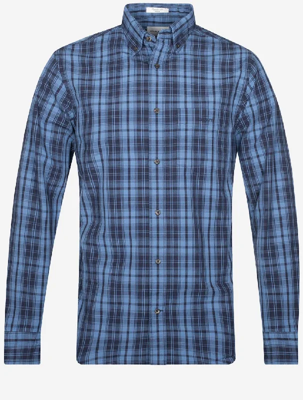 Men's Two - Tone Contrast Panel Casual Shirts in White and Navy for a Stylish and Eye - Catching DesignRegular Archive Poplin Plaid Shirt Salty Sea Men's Two - Tone Contrast Panel Casual Shirts in White and Navy for a Stylish and Eye - Catching DesignRegular Archive Poplin Plaid Shirt Salty Sea