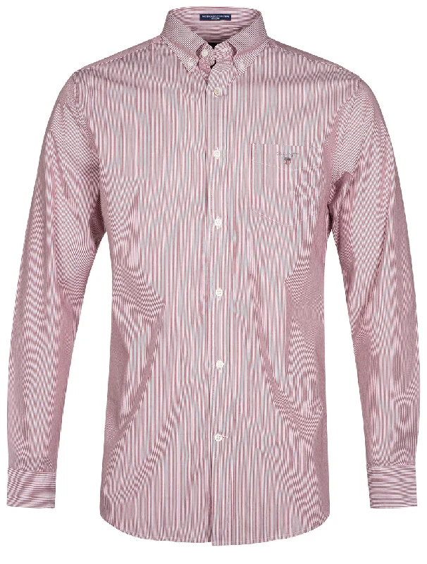 Men's Wrinkle - Resistant Polyester Blend Casual Shirts for Easy Travel and MaintenanceRegular Fit Broadcloth Banker Buttondown Cabernet Red Men's Wrinkle - Resistant Polyester Blend Casual Shirts for Easy Travel and MaintenanceRegular Fit Broadcloth Banker Buttondown Cabernet Red