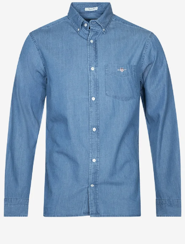 Men's Thermal - Lined Casual Shirts in Black for Added Warmth in Cold WeatherRegular Indigo Buttondown Semi Light Blue Men's Thermal - Lined Casual Shirts in Black for Added Warmth in Cold WeatherRegular Indigo Buttondown Semi Light Blue