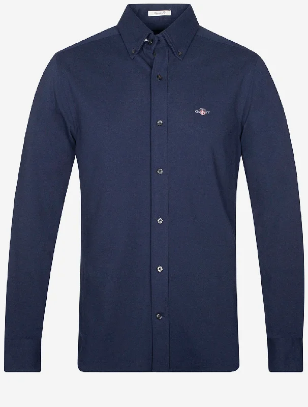 Men's Organic Cotton Casual Shirts with a Soft Handfeel for Everyday ComfortRegular Fit Jersey Piqué Shirt Marine Men's Organic Cotton Casual Shirts with a Soft Handfeel for Everyday ComfortRegular Fit Jersey Piqué Shirt Marine