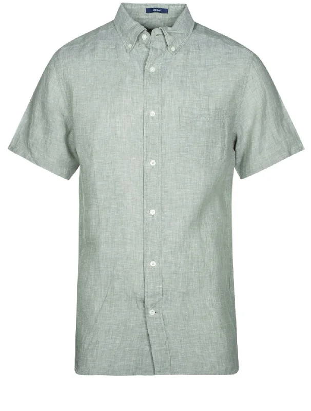 Men's Embroidered Detail Casual Shirts in Beige for a Touch of EleganceRegular Linen Short Sleeve Shirt Kalamata Green Men's Embroidered Detail Casual Shirts in Beige for a Touch of EleganceRegular Linen Short Sleeve Shirt Kalamata Green