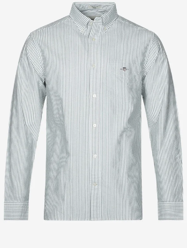 Men's Thermal - Lined Casual Shirts in Black for Added Warmth in Cold WeatherRegular Fit Oxford Banker Stripe Shirt Forest Green Men's Thermal - Lined Casual Shirts in Black for Added Warmth in Cold WeatherRegular Fit Oxford Banker Stripe Shirt Forest Green