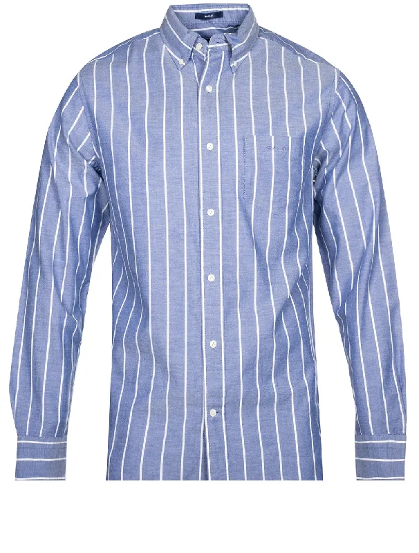 Men's Wrinkle - Resistant Polyester Blend Casual Shirts for Easy Travel and MaintenanceRegular Fit Stripe Pastel Oxford Shirt College Blue Men's Wrinkle - Resistant Polyester Blend Casual Shirts for Easy Travel and MaintenanceRegular Fit Stripe Pastel Oxford Shirt College Blue