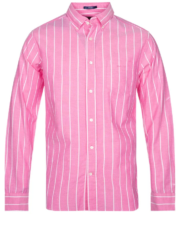 Men's Short - Sleeve Linen Casual Shirts in Light Khaki for a Breathable Summer OptionRegular Fit Oxford Stripe Shirt Perky Pink Men's Short - Sleeve Linen Casual Shirts in Light Khaki for a Breathable Summer OptionRegular Fit Oxford Stripe Shirt Perky Pink