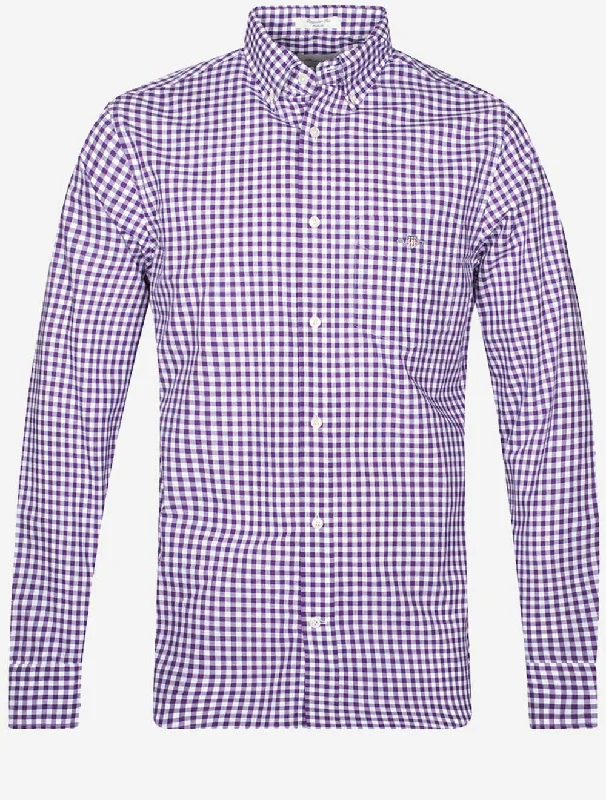Men's Moisture - Wicking Performance Fabric Casual Shirts for Outdoor ActivitiesRegular Fit Poplin Gingham Shirt Pansy Purple Men's Moisture - Wicking Performance Fabric Casual Shirts for Outdoor ActivitiesRegular Fit Poplin Gingham Shirt Pansy Purple