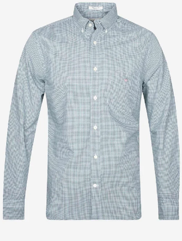 Men's Retro - Style Hawaiian Print Casual Shirts in Bold Patterns for a Tropical VacationRegular Poplin Micro Check Shirt Forest Green Men's Retro - Style Hawaiian Print Casual Shirts in Bold Patterns for a Tropical VacationRegular Poplin Micro Check Shirt Forest Green