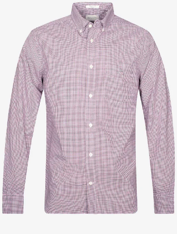 Men's Shearling - Lined Collar Casual Shirts in Brown for a Rustic and Warm AppealRegular Poplin Micro Check Shirt Plumped Red Men's Shearling - Lined Collar Casual Shirts in Brown for a Rustic and Warm AppealRegular Poplin Micro Check Shirt Plumped Red
