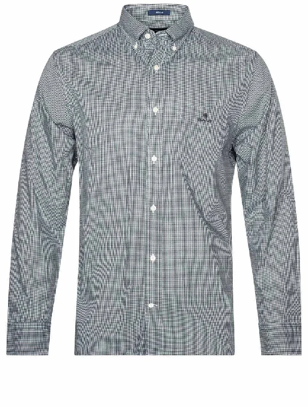Men's Long - Line Oversized Casual Shirts in Dark Gray for a Relaxed and Modern LookRegular Fit Poplin Micro Gingham Shirt Eden Green Men's Long - Line Oversized Casual Shirts in Dark Gray for a Relaxed and Modern LookRegular Fit Poplin Micro Gingham Shirt Eden Green