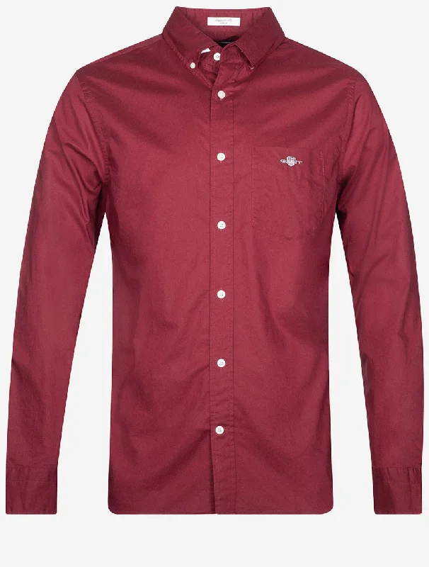 Men's Short - Sleeve Linen Casual Shirts in Light Khaki for a Breathable Summer OptionRegular Poplin Shirt Plumped Red Men's Short - Sleeve Linen Casual Shirts in Light Khaki for a Breathable Summer OptionRegular Poplin Shirt Plumped Red