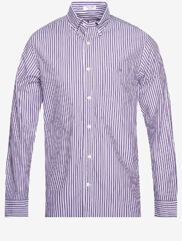 Men's Moisture - Wicking Performance Fabric Casual Shirts for Outdoor ActivitiesRegular Fit Poplin Stripe Shirt Pansy Purple Men's Moisture - Wicking Performance Fabric Casual Shirts for Outdoor ActivitiesRegular Fit Poplin Stripe Shirt Pansy Purple