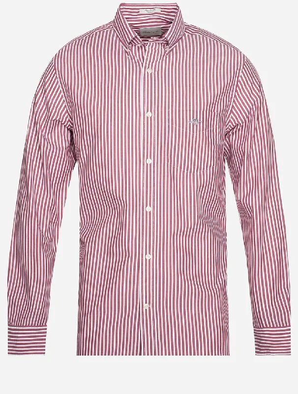 Men's Button - Down Oxford Casual Shirts in Crisp White for a Classic and Versatile StyleRegular Fit Poplin Stripe Shirt Plumped Red Men's Button - Down Oxford Casual Shirts in Crisp White for a Classic and Versatile StyleRegular Fit Poplin Stripe Shirt Plumped Red