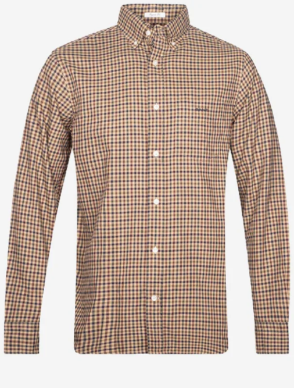 Men's Button - Down Oxford Casual Shirts in Crisp White for a Classic and Versatile StyleRegular Twill Micro Multi Check Shirt Hazelwood Beige Men's Button - Down Oxford Casual Shirts in Crisp White for a Classic and Versatile StyleRegular Twill Micro Multi Check Shirt Hazelwood Beige