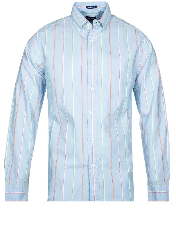 Men's Thermal - Lined Casual Shirts in Black for Added Warmth in Cold WeatherRegular Fit Striped Archive Oxford Shirt Capri Blue Men's Thermal - Lined Casual Shirts in Black for Added Warmth in Cold WeatherRegular Fit Striped Archive Oxford Shirt Capri Blue