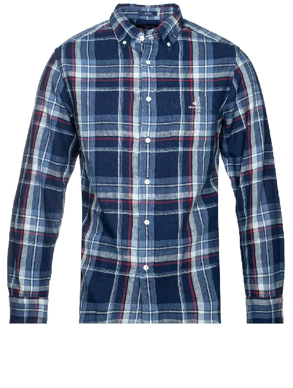 Men's Graphic - Printed Casual Shirts with Pop - Culture References for a Fun and Stylish LookRegular Fit Indigo Plaid Shirt Dark Indigo Men's Graphic - Printed Casual Shirts with Pop - Culture References for a Fun and Stylish LookRegular Fit Indigo Plaid Shirt Dark Indigo