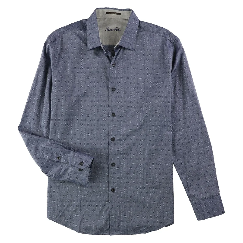 Men's Wrinkle - Resistant Polyester Blend Casual Shirts for Easy Travel and MaintenanceTasso Elba Mens Diamond Tile Button Up Shirt, Blue, Small Men's Wrinkle - Resistant Polyester Blend Casual Shirts for Easy Travel and MaintenanceTasso Elba Mens Diamond Tile Button Up Shirt, Blue, Small