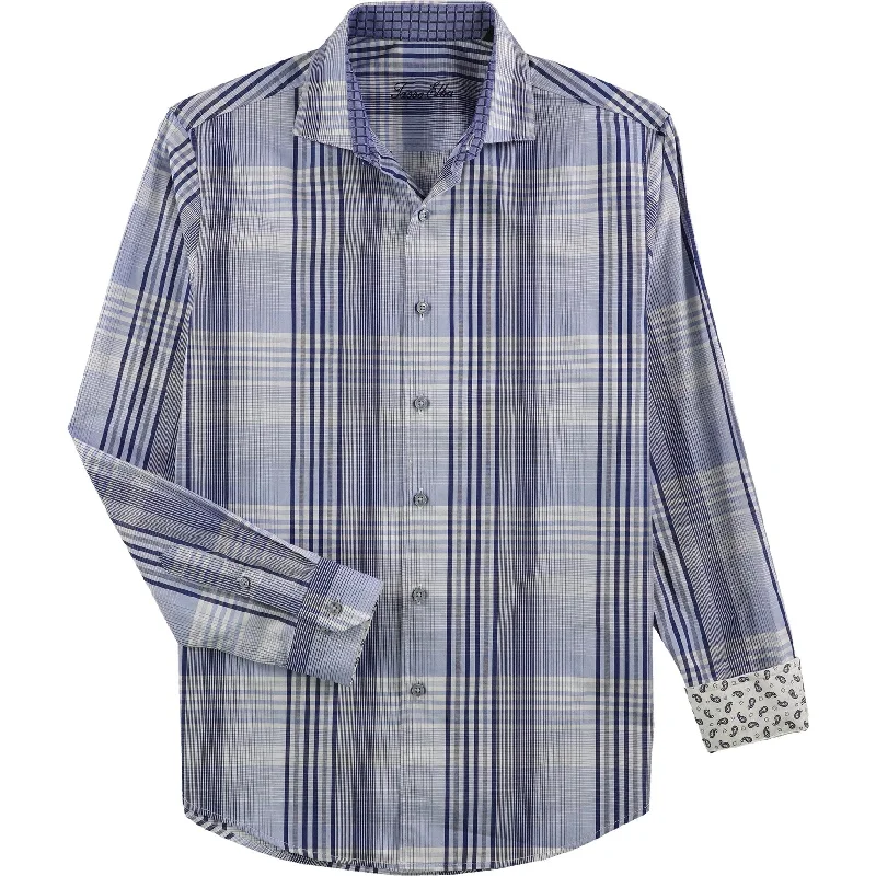 Men's Graphic - Printed Casual Shirts with Pop - Culture References for a Fun and Stylish LookTasso Elba Mens Minuto Rustic Plaid Button Up Shirt, Blue, Small Men's Graphic - Printed Casual Shirts with Pop - Culture References for a Fun and Stylish LookTasso Elba Mens Minuto Rustic Plaid Button Up Shirt, Blue, Small