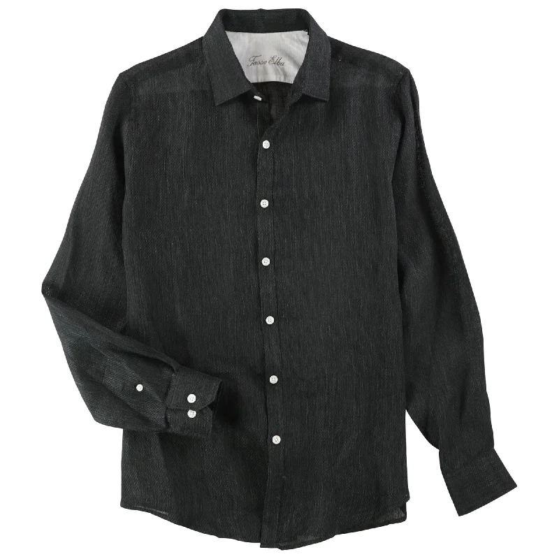 Men's Tailored Fit Checkered Casual Shirts in Multicolor for a Smart - Casual EnsembleTasso Elba Mens Textured Linen Button Up Shirt, Black, Large Men's Tailored Fit Checkered Casual Shirts in Multicolor for a Smart - Casual EnsembleTasso Elba Mens Textured Linen Button Up Shirt, Black, Large