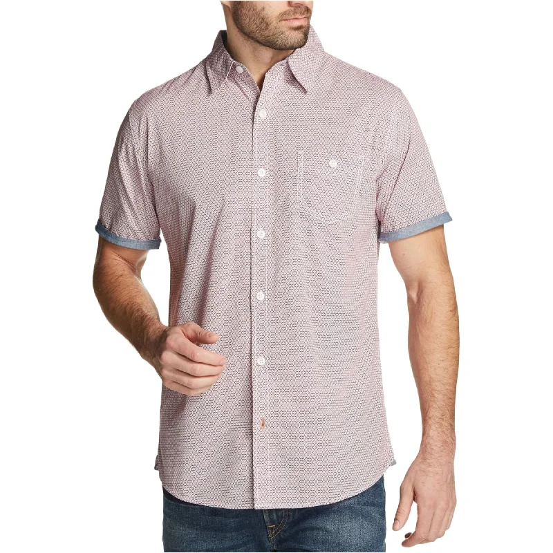 Men's Linen Blend Casual Shirts with Roll - Up Sleeves for a Summer Beach LookWeatherproof Mens Printed Poplin Button Up Shirt Men's Linen Blend Casual Shirts with Roll - Up Sleeves for a Summer Beach LookWeatherproof Mens Printed Poplin Button Up Shirt