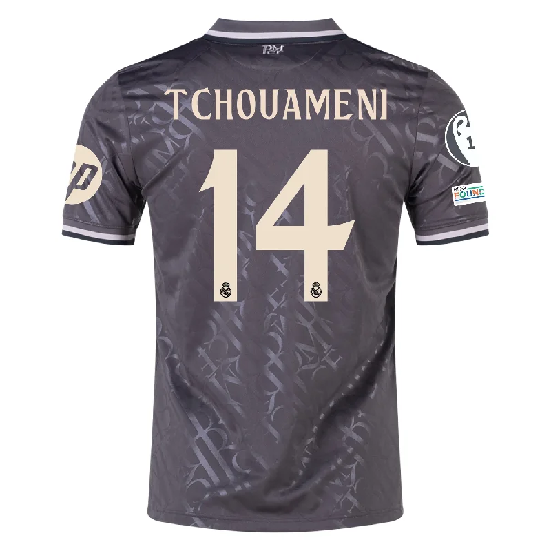 Men's Moisture - Wicking Lacrosse Jerseys with Mesh Panels for Optimal Performance on the Fieldadidas Real Madrid Aurélien Tchouaméni Third Jersey w/ Champions League Patches + HP Sponsor 24/25 (Charcoal) Men's Moisture - Wicking Lacrosse Jerseys with Mesh Panels for Optimal Performance on the Fieldadidas Real Madrid Aurélien Tchouaméni Third Jersey w/ Champions League Patches + HP Sponsor 24/25 (Charcoal)