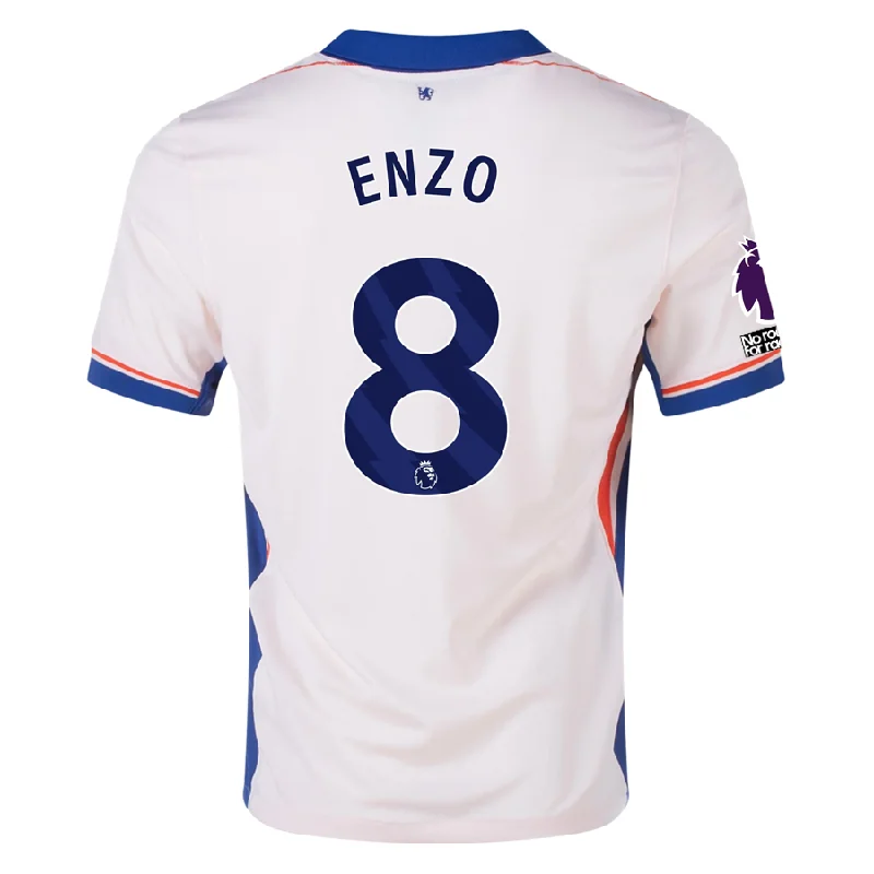 Men's Limited - Release American Football Jerseys of Rookie Stars for Early Adopters and FansNike Chelsea Enzo Fernandez Away Jersey w/ EPL + No Room For Racism Patches 24/25 (Guava Ice/Rush Blue) Men's Limited - Release American Football Jerseys of Rookie Stars for Early Adopters and FansNike Chelsea Enzo Fernandez Away Jersey w/ EPL + No Room For Racism Patches 24/25 (Guava Ice/Rush Blue)