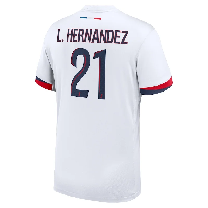 Men's Custom - Embroidered Volleyball Jerseys for Team Uniforms or Personalized GearNike Paris Saint-Germain Lucas Hernández Away Jersey 24/25 (White/Midnight Navy) Men's Custom - Embroidered Volleyball Jerseys for Team Uniforms or Personalized GearNike Paris Saint-Germain Lucas Hernández Away Jersey 24/25 (White/Midnight Navy)