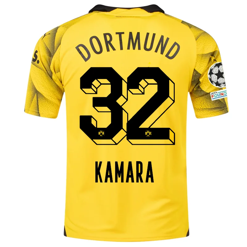 Men's Custom - Embroidered Volleyball Jerseys for Team Uniforms or Personalized GearPuma Mens Borussia Dortmund Abdoulaye Kamara Third Jersey w/ Champions League Patches 23/24 (Cyber Yellow/Puma Black) Men's Custom - Embroidered Volleyball Jerseys for Team Uniforms or Personalized GearPuma Mens Borussia Dortmund Abdoulaye Kamara Third Jersey w/ Champions League Patches 23/24 (Cyber Yellow/Puma Black)