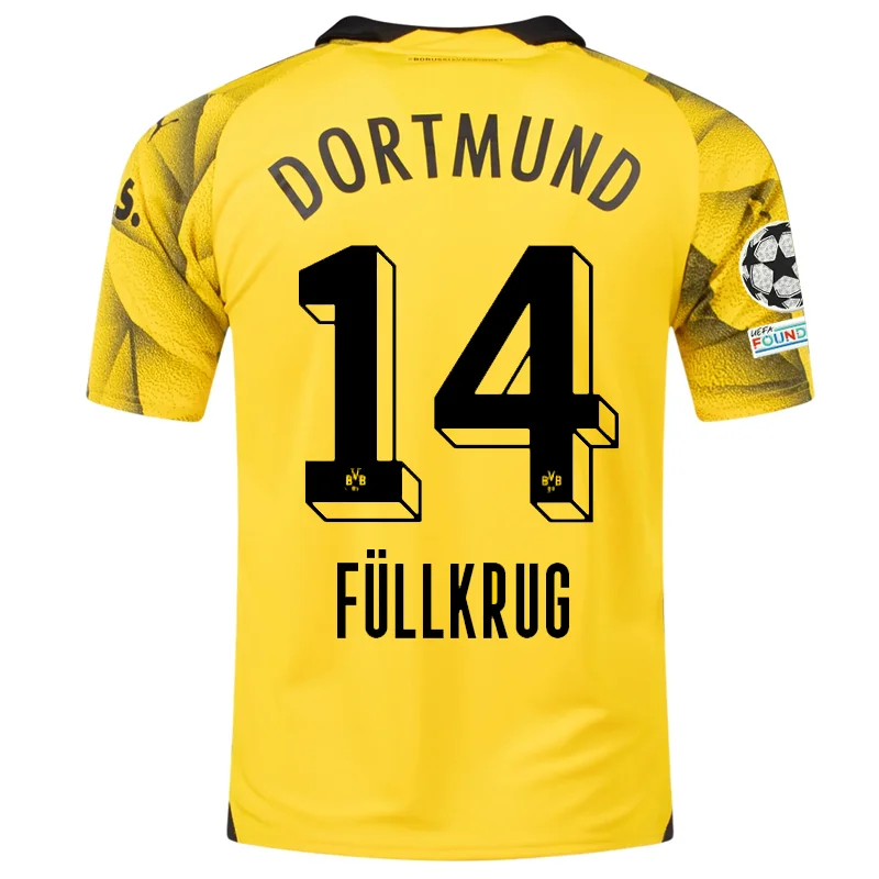 Men's Authentic Soccer Jerseys of National Teams for International Football EventsPuma Mens Borussia Dortmund Niclas Füllkrug Third Jersey w/ Champions League Patches 23/24 (Cyber Yellow/Puma Black) Men's Authentic Soccer Jerseys of National Teams for International Football EventsPuma Mens Borussia Dortmund Niclas Füllkrug Third Jersey w/ Champions League Patches 23/24 (Cyber Yellow/Puma Black)