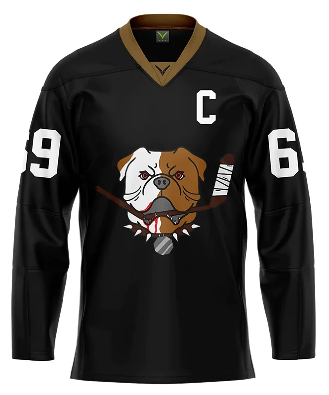 Men's Custom - Embroidered Volleyball Jerseys for Team Uniforms or Personalized GearShore 69 Black Sudbury Bulldogs Hockey Jersey Men's Custom - Embroidered Volleyball Jerseys for Team Uniforms or Personalized GearShore 69 Black Sudbury Bulldogs Hockey Jersey