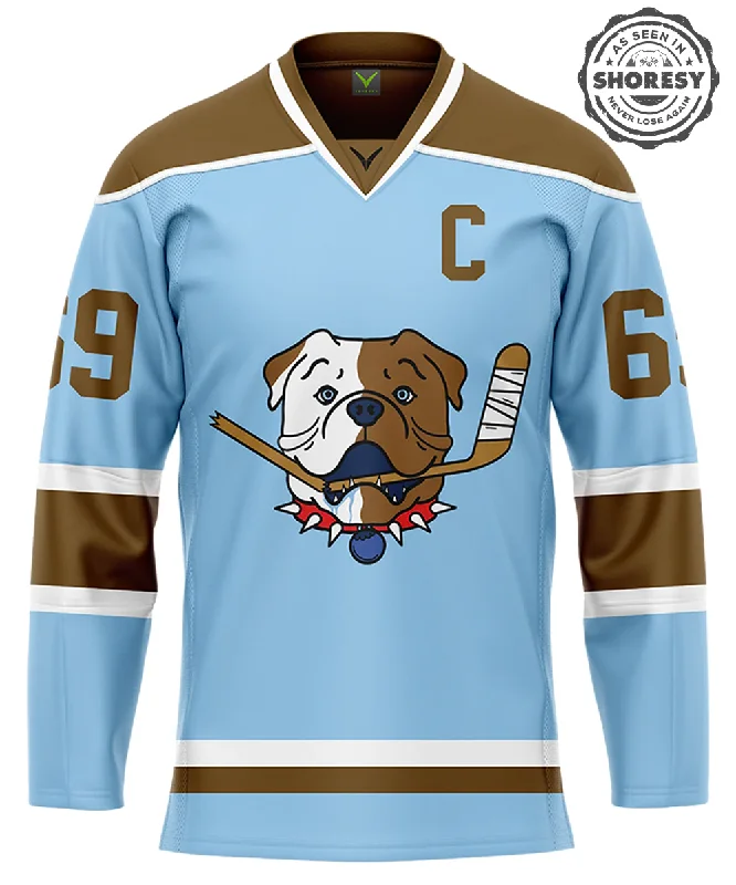 Men's Retro Hockey Jerseys with Classic Stripes and Logos for a Nostalgic Hockey AestheticShore 69 Sudbury Blueberry Bulldogs Jersey Men's Retro Hockey Jerseys with Classic Stripes and Logos for a Nostalgic Hockey AestheticShore 69 Sudbury Blueberry Bulldogs Jersey