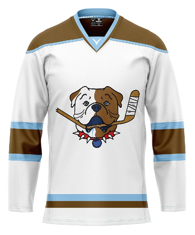Men's Moisture - Wicking Golf Jerseys with UV Protection for Comfortable Rounds on the CourseSudbury Bulldogs Away Jersey Men's Moisture - Wicking Golf Jerseys with UV Protection for Comfortable Rounds on the CourseSudbury Bulldogs Away Jersey