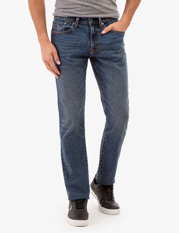 Men's Jeans with a Zip - Off Lower Leg for Convertible Style5 POCKET SLIM STRAIGHT FIT JEANS
