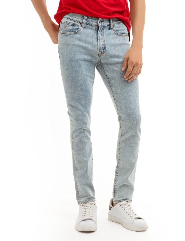 Men's Jeans with a Frayed Hem for a Casual and Effortless Style5 POCKET STRETCH SKINNY FIT JEANS