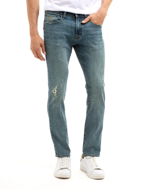 Men's Jeans with an Elastic Waistband for Ultimate Comfort5 POCKET STRETCH SLIM FIT JEANS