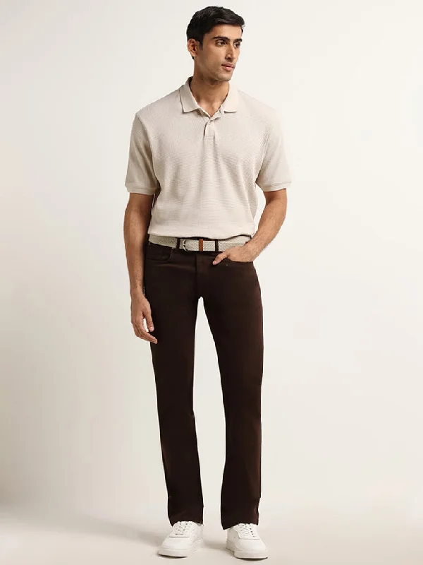 Men's Jeans with a Zip - Off Lower Leg for Convertible StyleAscot Dark Brown Relaxed Fit Mid Rise Jeans