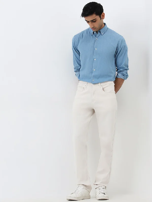 Men's Slim Fit Stretch Jeans in Dark Wash for a Modern and Comfortable LookAscot White Mid - Rise Relaxed - Fit Jeans
