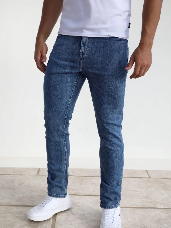 Men's Jeans with an Elastic Waistband for Ultimate ComfortVol.10 Slim Jeans - Blue