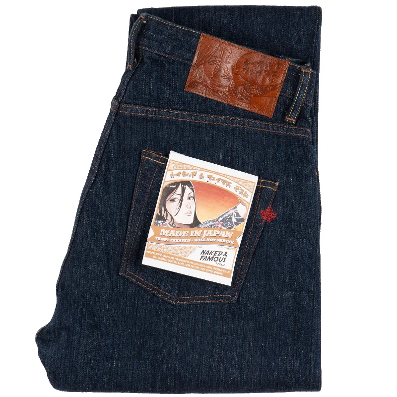 Men's Jeans with a Hidden Coin Pocket for Added ConvenienceEasy Guy - MIJ9 - "Tennen Ai" Natural Indigo Slub Selvedge