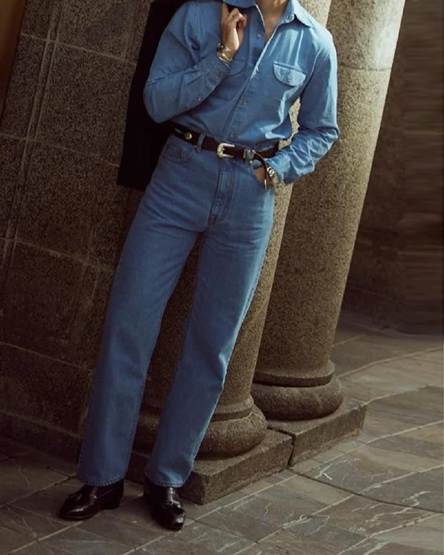 Men's Ripped Skinny Jeans in Acid Wash for an Edgy and Punk - Inspired StyleFade Washed Indigo Jeans