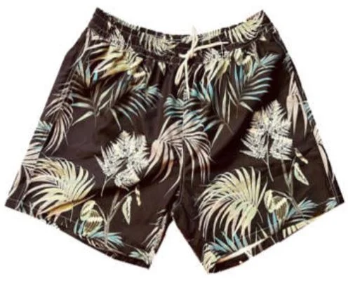 Plus Size Men's Relaxed Fit Jeans with a Faded Wash for a Vintage - Inspired LookFalcon Bay Big Men's Leaves Patterned Swim Short