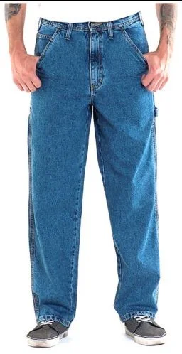 Men's Jeans with a Button - Fly for a Traditional and Classic AestheticFull Blue Brand Men's Loose Fit Carpenter Jeans