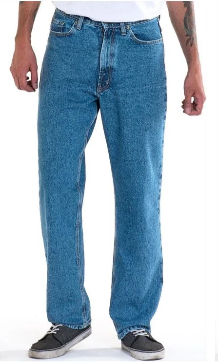 Plus Size Men's Relaxed Fit Jeans with a Faded Wash for a Vintage - Inspired LookFull Blue Brand Men's Relaxed Fit Jeans Light Wash