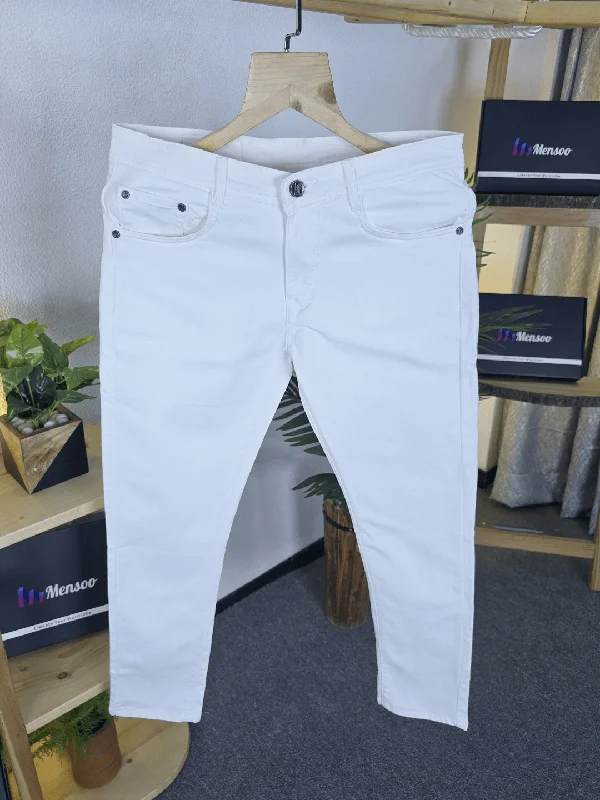 Plus Size Men's Relaxed Fit Jeans with a Faded Wash for a Vintage - Inspired LookMensoo White Jeans