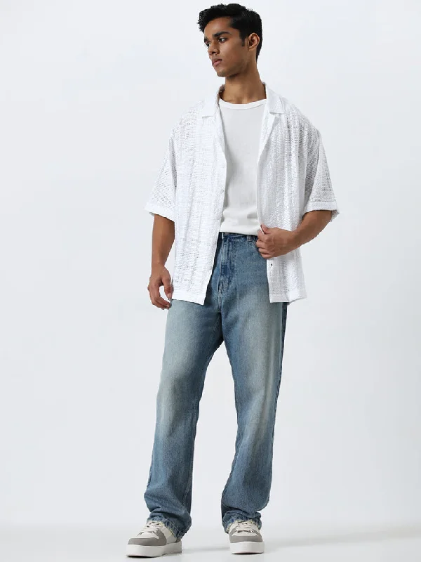 Men's Cargo Jeans with Multiple Pockets for a Practical and Outdoor - Friendly LookNuon Blue Mid-Rise Relaxed-Fit Jeans Men's Cargo Jeans with Multiple Pockets for a Practical and Outdoor - Friendly LookNuon Blue Mid-Rise Relaxed-Fit Jeans
