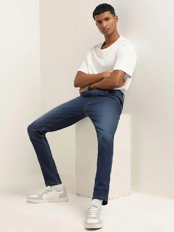 Men's Jeans with a Button - Fly for a Traditional and Classic AestheticNuon Blue Slim - Fit Mid - Rise Jeans