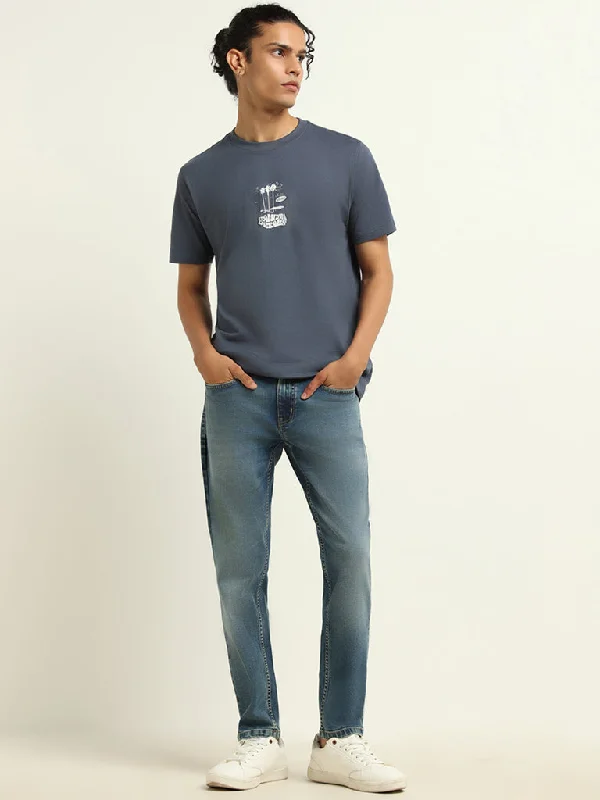 Plus Size Men's Bootcut Jeans with a Relaxed Waist for a Classic and Comfortable FitNuon Blue Slim - Fit Mid - Rise Jeans