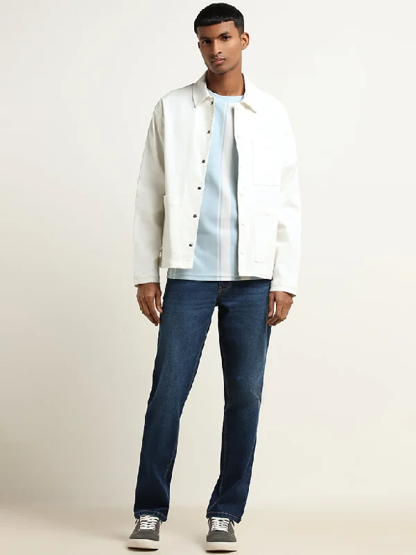 Men's Low - Rise Jeans in a Light Wash for a Casual and Youthful LookNuon Blue Straight Fit Mid-Rise Jeans Men's Low - Rise Jeans in a Light Wash for a Casual and Youthful LookNuon Blue Straight Fit Mid-Rise Jeans